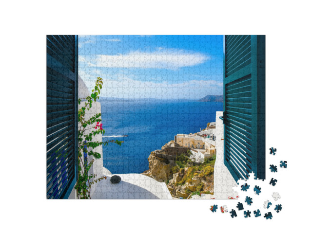 View from a Window Overlooking the Sea, Caldera & Whitewa... Jigsaw Puzzle with 1000 pieces