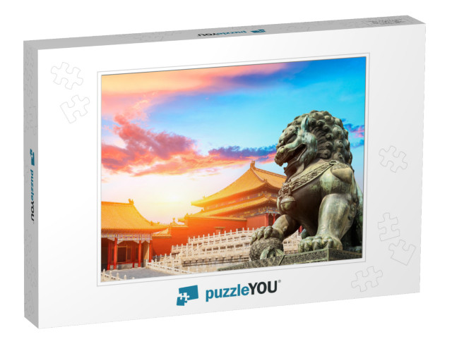 Bronze Lion At the Forbidden City, Beijing, Chinese Cultu... Jigsaw Puzzle