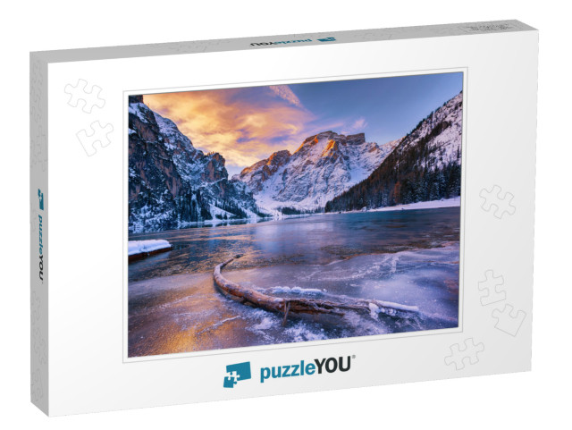 Winter Sunrise with Colorful Cloudscape Over Lago Di Brai... Jigsaw Puzzle