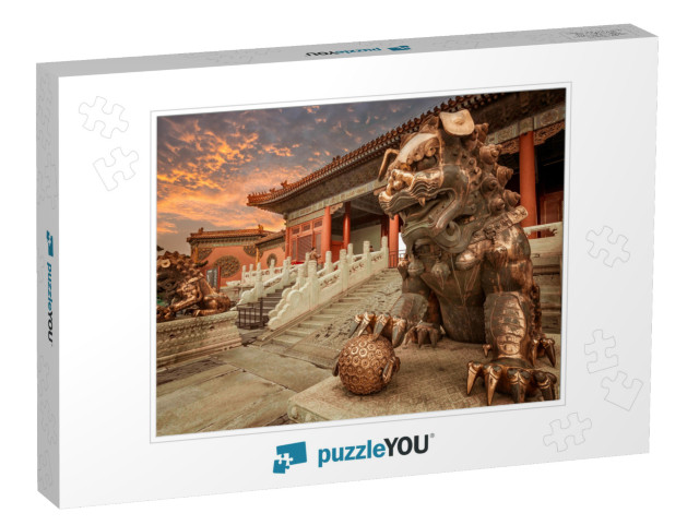 The Bronze Lion in the Forbidden City, Beijing China... Jigsaw Puzzle