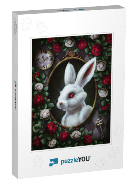 White Rabbit from Alice in Wonderland. Portrait in Oval F... Jigsaw Puzzle