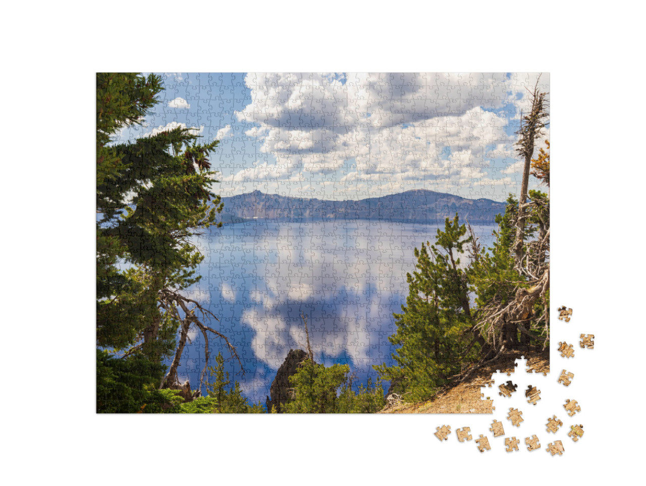 Crater Lake National Park Oregon Usa, Lake with Cloud Ref... Jigsaw Puzzle with 1000 pieces