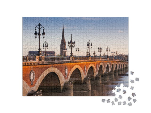 View of the Pont De Pierre At Sunset in the Famous Winery... Jigsaw Puzzle with 1000 pieces