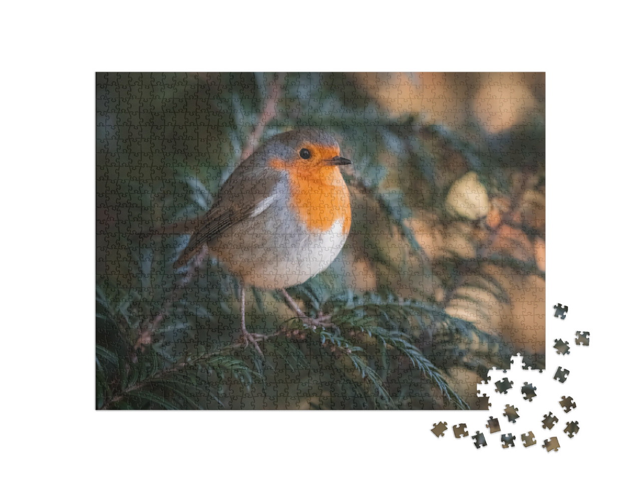 A Robin Sitting on a Green Branch... Jigsaw Puzzle with 1000 pieces