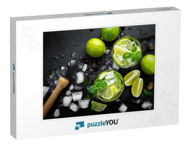 Refreshing Mint Cocktail Mojito with Rum & Lime, Cold Dri... Jigsaw Puzzle