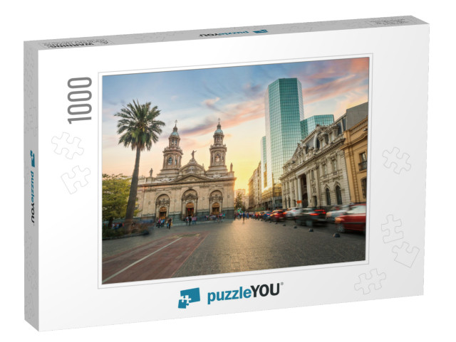 Plaza De Armas Square & Santiago Metropolitan Cathedral A... Jigsaw Puzzle with 1000 pieces