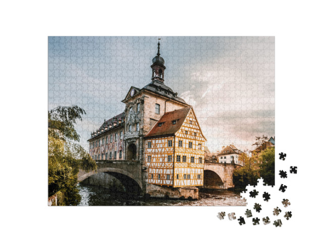 The Radhhaus in Bamberg in the Middle of the River in the... Jigsaw Puzzle with 1000 pieces