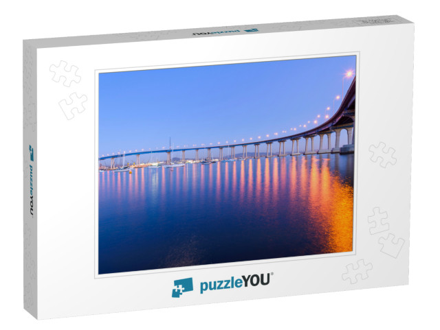 Coronado Bridge At Dusk - a Close-Up Dusk View of Coronad... Jigsaw Puzzle