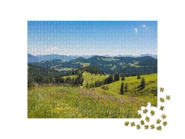 Bavarian Alps with Mountain View & Meadows in the Allgau... Jigsaw Puzzle with 1000 pieces