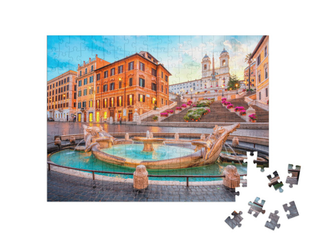 Piazza De Spagna in Rome, Italy. Spanish Steps in the Mor... Jigsaw Puzzle with 200 pieces