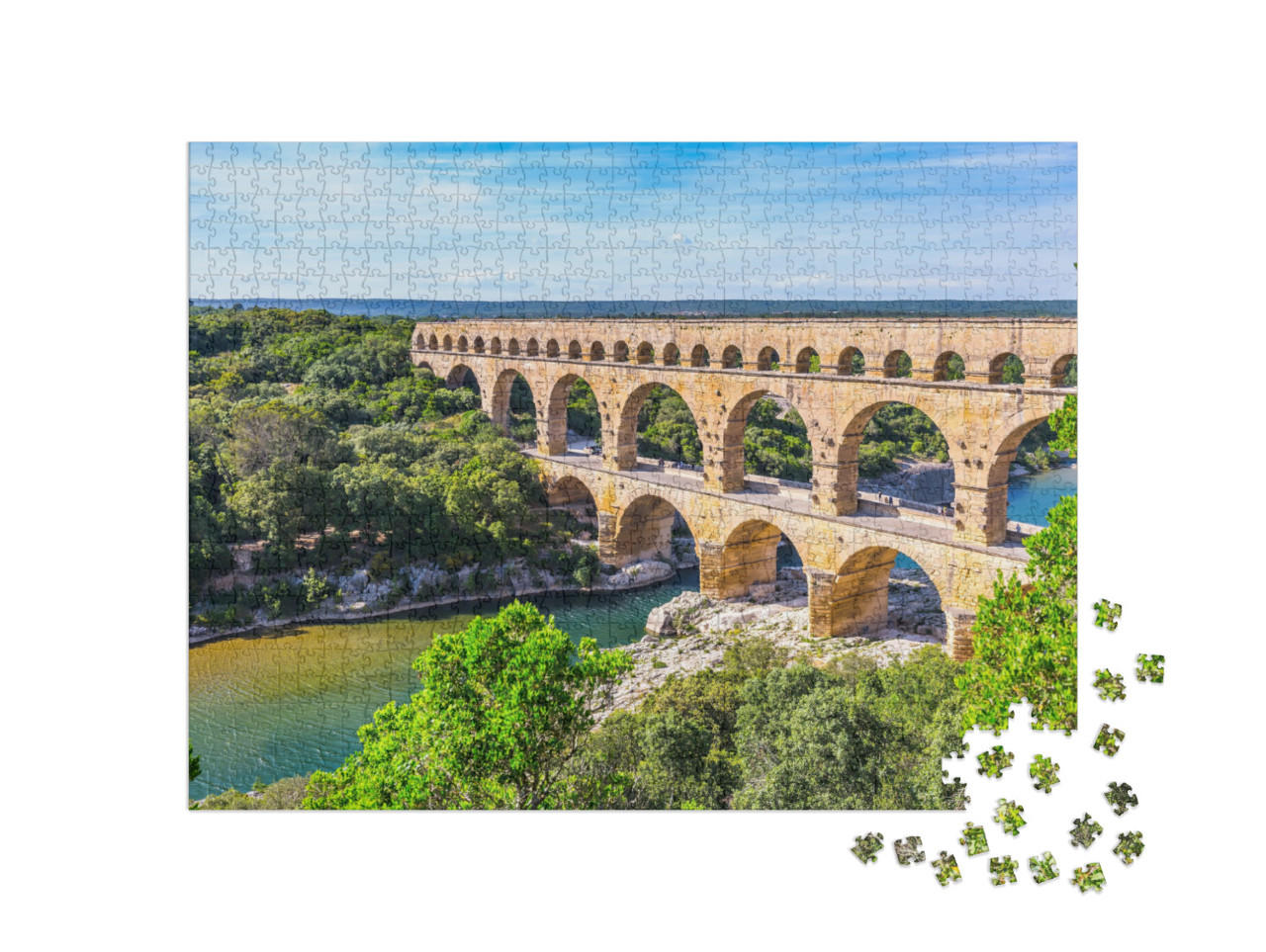 Three-Tiered Aqueduct Pont Du Gard Was Built in Roman Tim... Jigsaw Puzzle with 1000 pieces