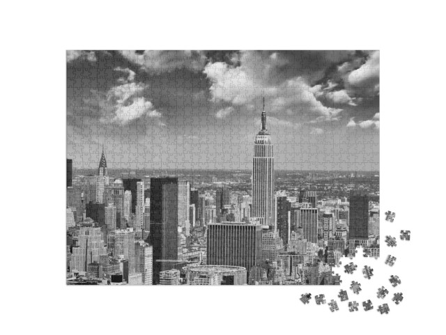 New York City Skyline Aerial View At Sunset with Colorful... Jigsaw Puzzle with 1000 pieces