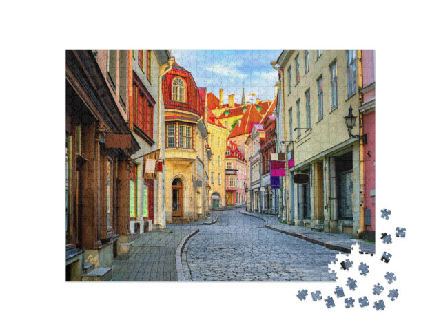 Narrow Street in the Old Town of Tallinn, Estonia... Jigsaw Puzzle with 1000 pieces