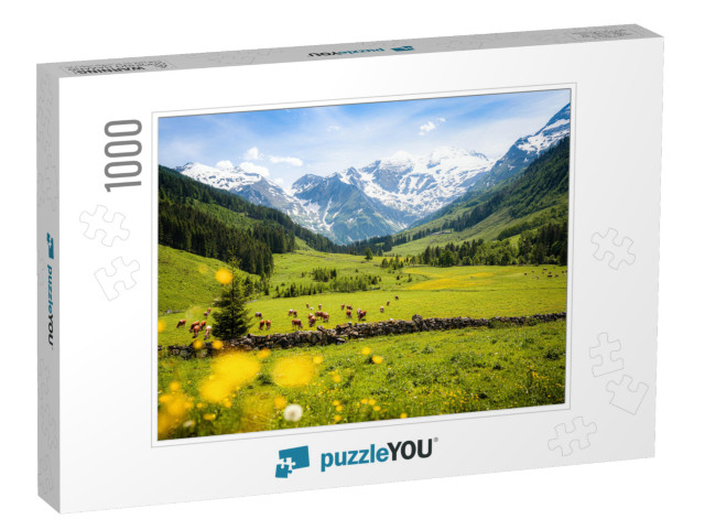 Beautiful Panoramic View of Rural Alpine Landscape with C... Jigsaw Puzzle with 1000 pieces