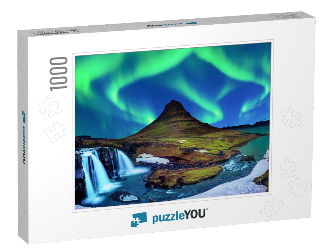 Northern Light, Aurora Borealis At Kirkjufell in Iceland... Jigsaw Puzzle with 1000 pieces