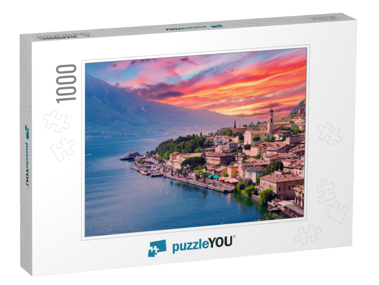 Panorama of Limone Sul Garda, a Small Town on Lake Garda... Jigsaw Puzzle with 1000 pieces