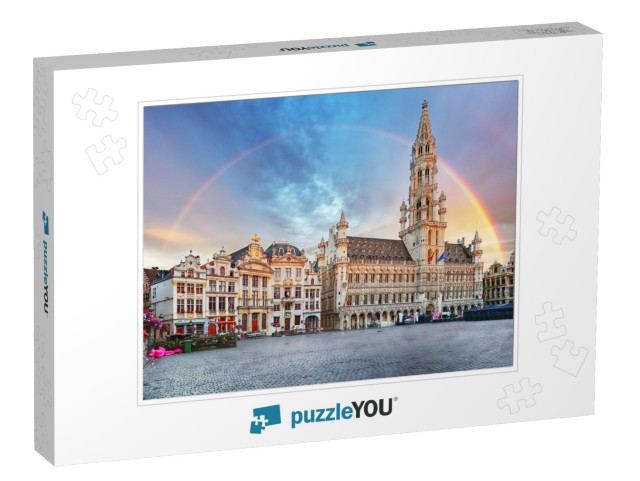 Brussels, Rainbow Over Grand Place, Belgium, Nobody... Jigsaw Puzzle