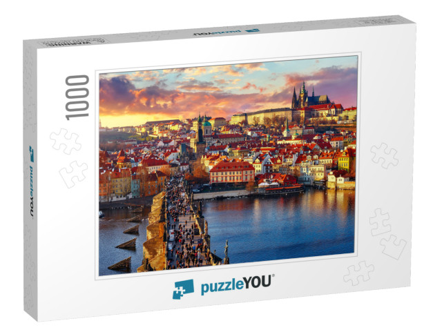 Panoramic View Above At Charles Bridge Prague Castle & Ri... Jigsaw Puzzle with 1000 pieces