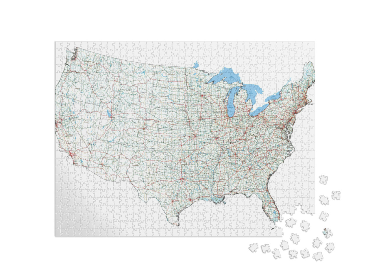 Complex USA Road Map with Interstates, U. S. Highways & Ma... Jigsaw Puzzle with 1000 pieces