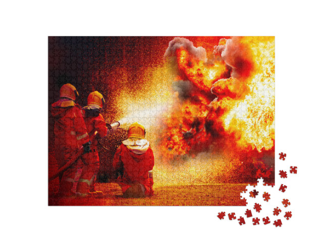 Brave Firefighters During Battle & Explosion of Fire Bomb... Jigsaw Puzzle with 1000 pieces