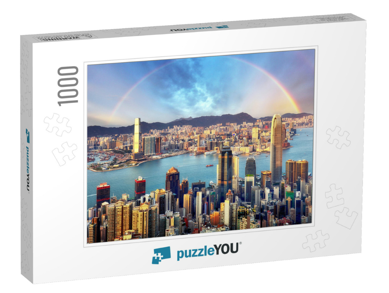 Rainbow Over Hong Kong City Skyline... Jigsaw Puzzle with 1000 pieces