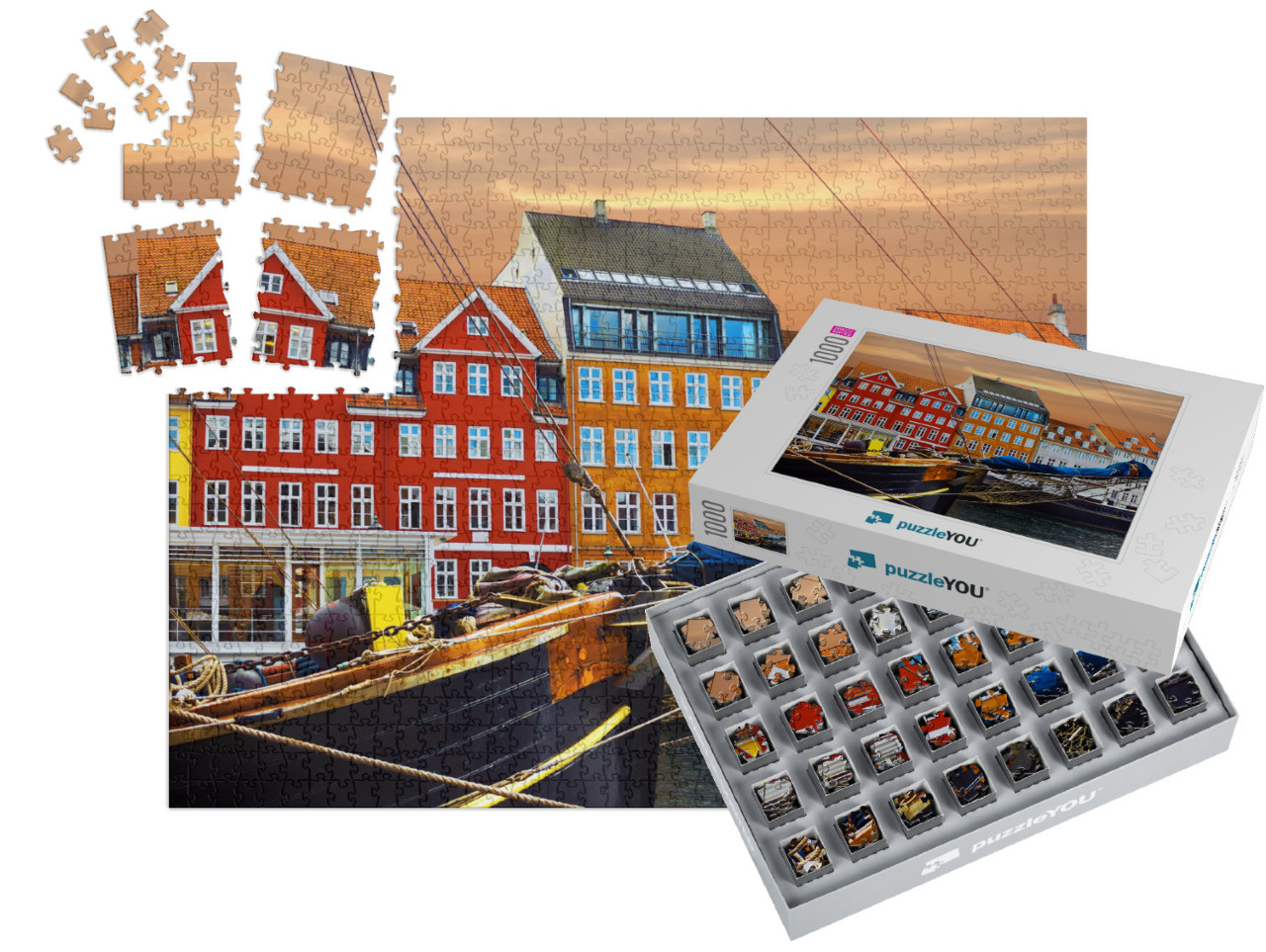 Copenhagen, Denmark. Yacht & Color Houses in Seafront Nyh... | SMART SORTED® | Jigsaw Puzzle with 1000 pieces