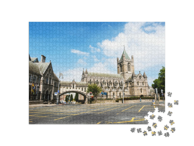 Dublin, Ireland. Car Traffic with the Christ Church Cathe... Jigsaw Puzzle with 1000 pieces