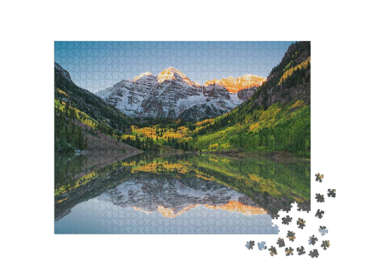 Sunrise At Maroon Bells Lake... Jigsaw Puzzle with 1000 pieces