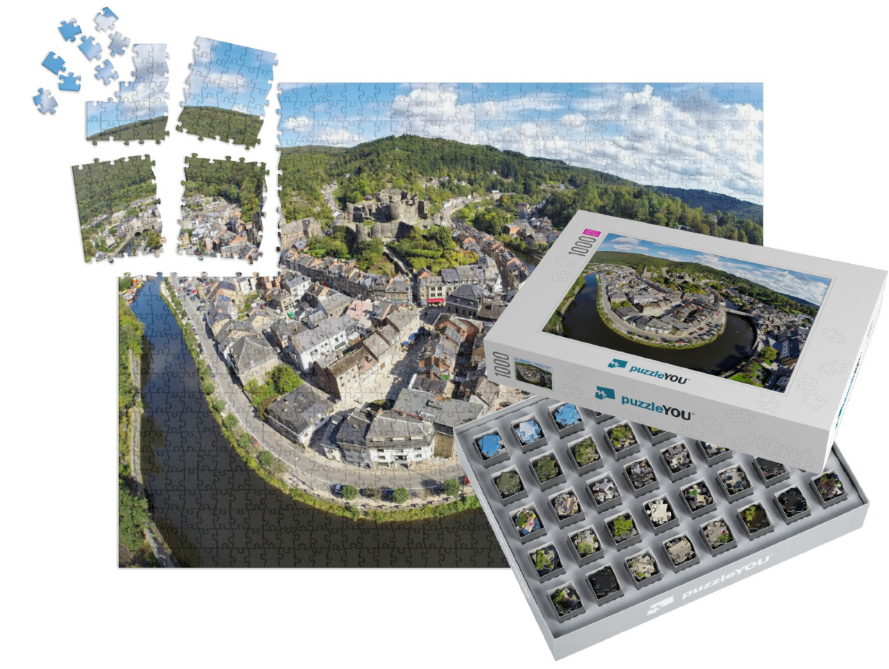 Aerial View on Belgian City La Roche-En-Ardenne with Rive... | SMART SORTED® | Jigsaw Puzzle with 1000 pieces