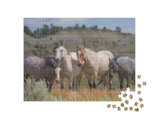 Wild Horses of Theodore Roosevelt National Park... Jigsaw Puzzle with 1000 pieces