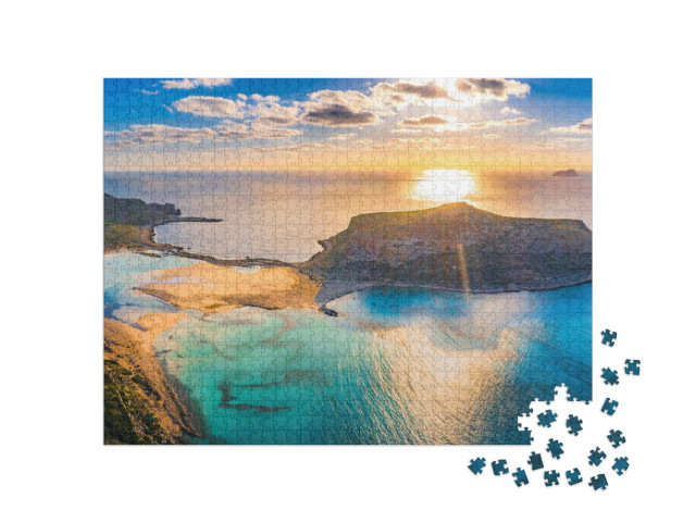 Amazing Aerial View of Balos Lagoon with Magical Turquois... Jigsaw Puzzle with 1000 pieces