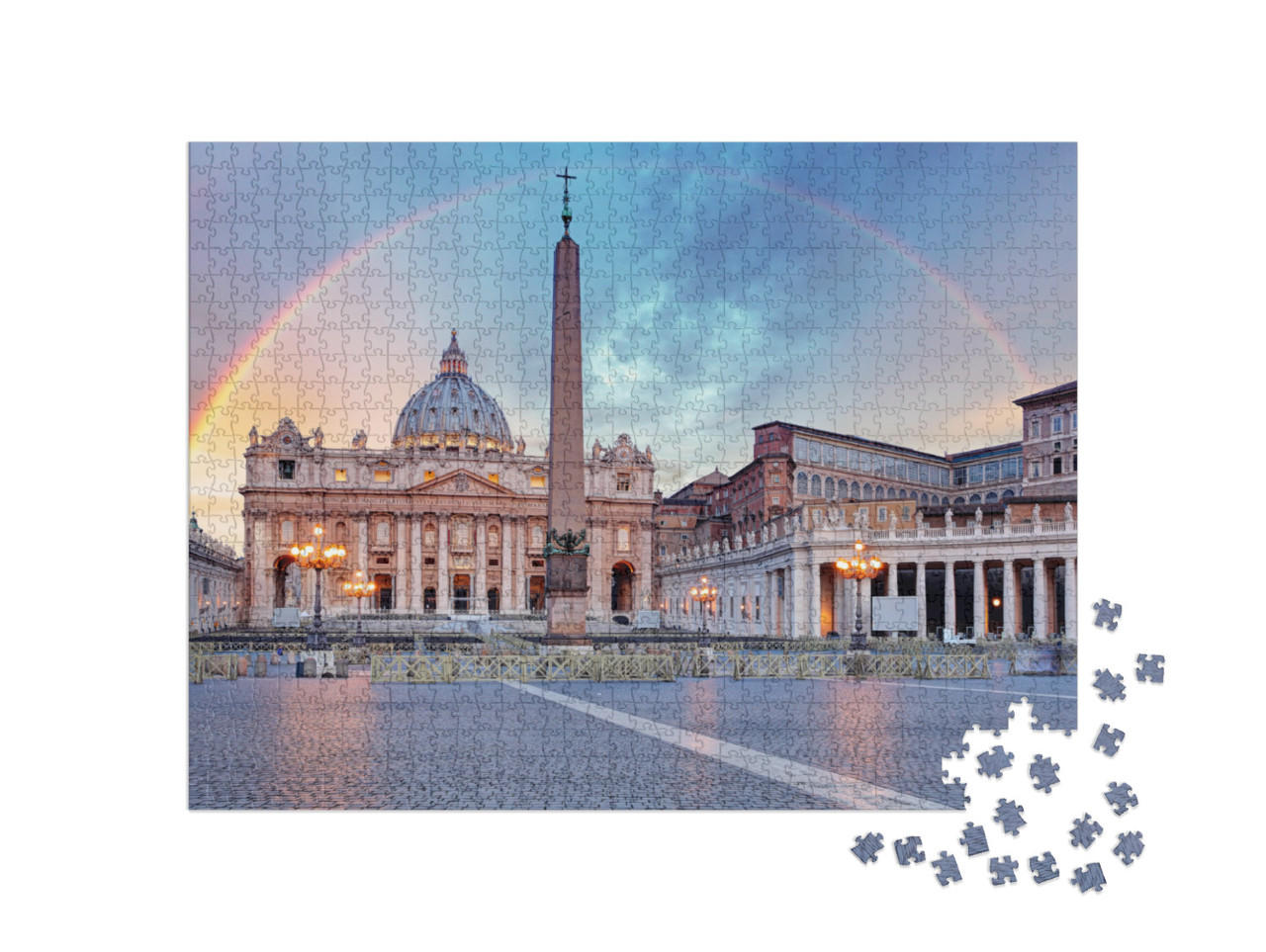 Vatican - Saint Peters Square with Rainbow, Rome... Jigsaw Puzzle with 1000 pieces