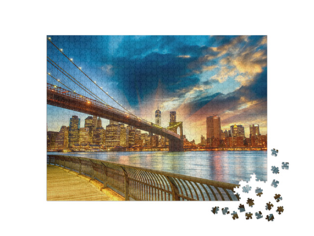 Manhattan, New York City. Spectacular Sunset City View... Jigsaw Puzzle with 1000 pieces