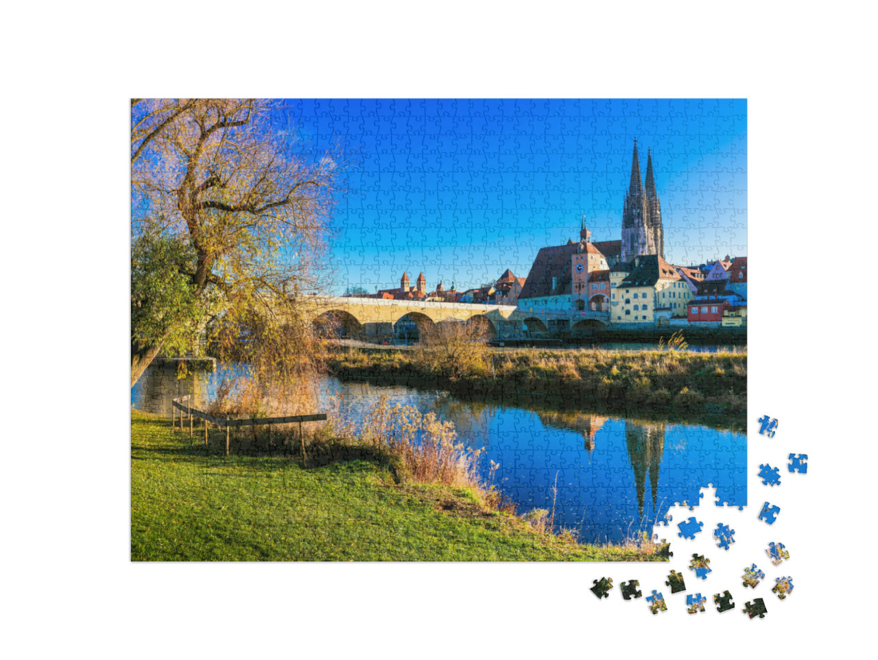 Travel in Germany - Beautiful Town Regensburg Over Danube... Jigsaw Puzzle with 1000 pieces