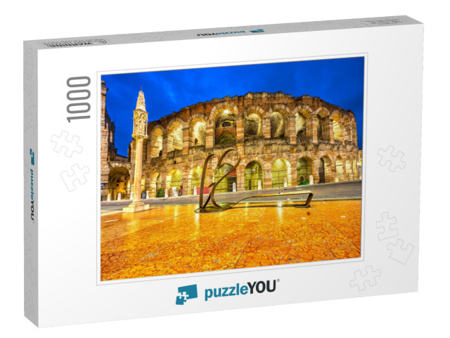 Verona, Italy. Night Picture of the Famous Arena... Jigsaw Puzzle with 1000 pieces