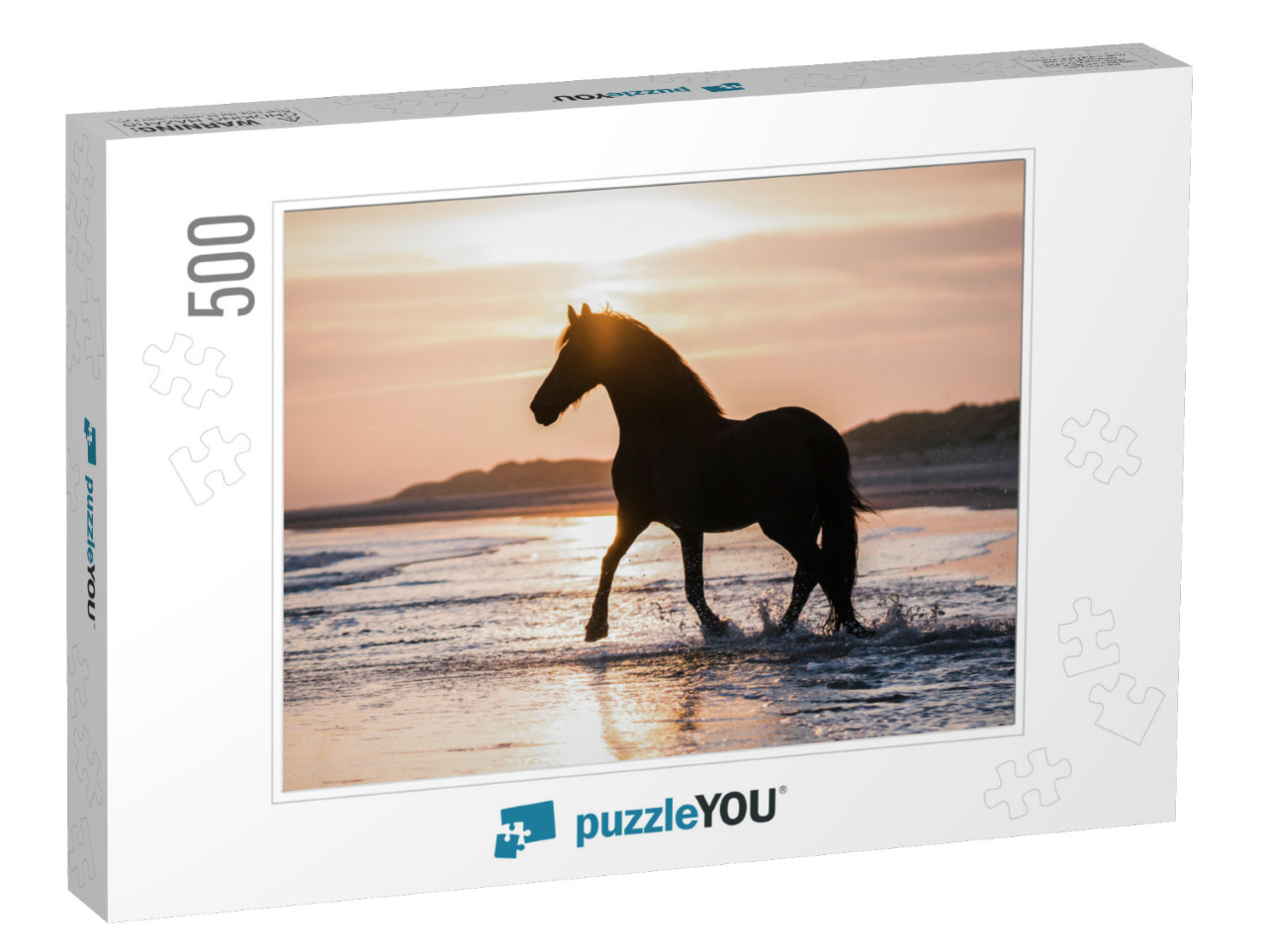 Black Horse Trotting Free At the Beach... Jigsaw Puzzle with 500 pieces