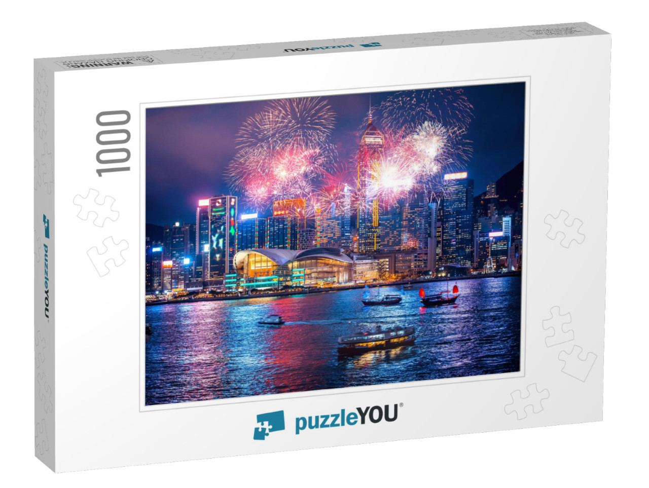 Firework Show in Hong Kong Victoria Harbor... Jigsaw Puzzle with 1000 pieces