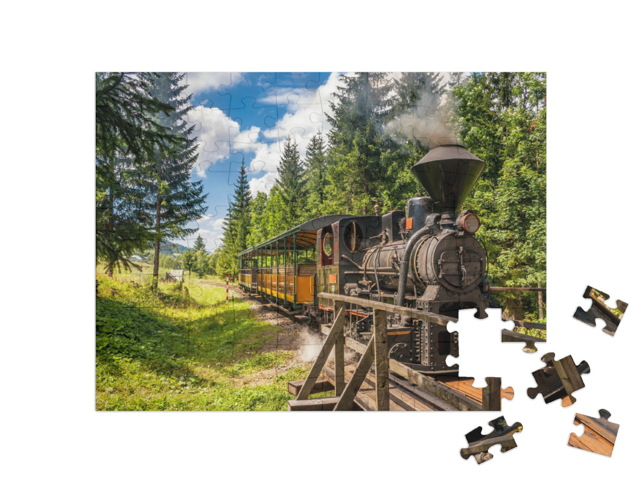 Steam Locomotive in Forest Railways from Village Vychylov... Jigsaw Puzzle with 100 pieces