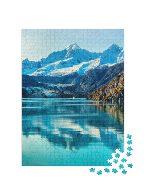 Glacier Bay Cruise Ship Cruising to Johns Hopkins Glacier... Jigsaw Puzzle with 1000 pieces