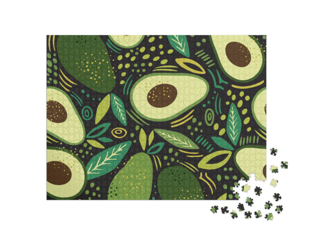 Avocado Seamless Pattern. Texture for Eco & Healthy Food... Jigsaw Puzzle with 1000 pieces