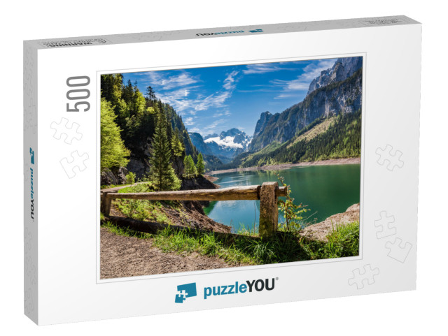 Sunny Sunrise At Gosausee Lake in Gosau, Alps, Austria... Jigsaw Puzzle with 500 pieces