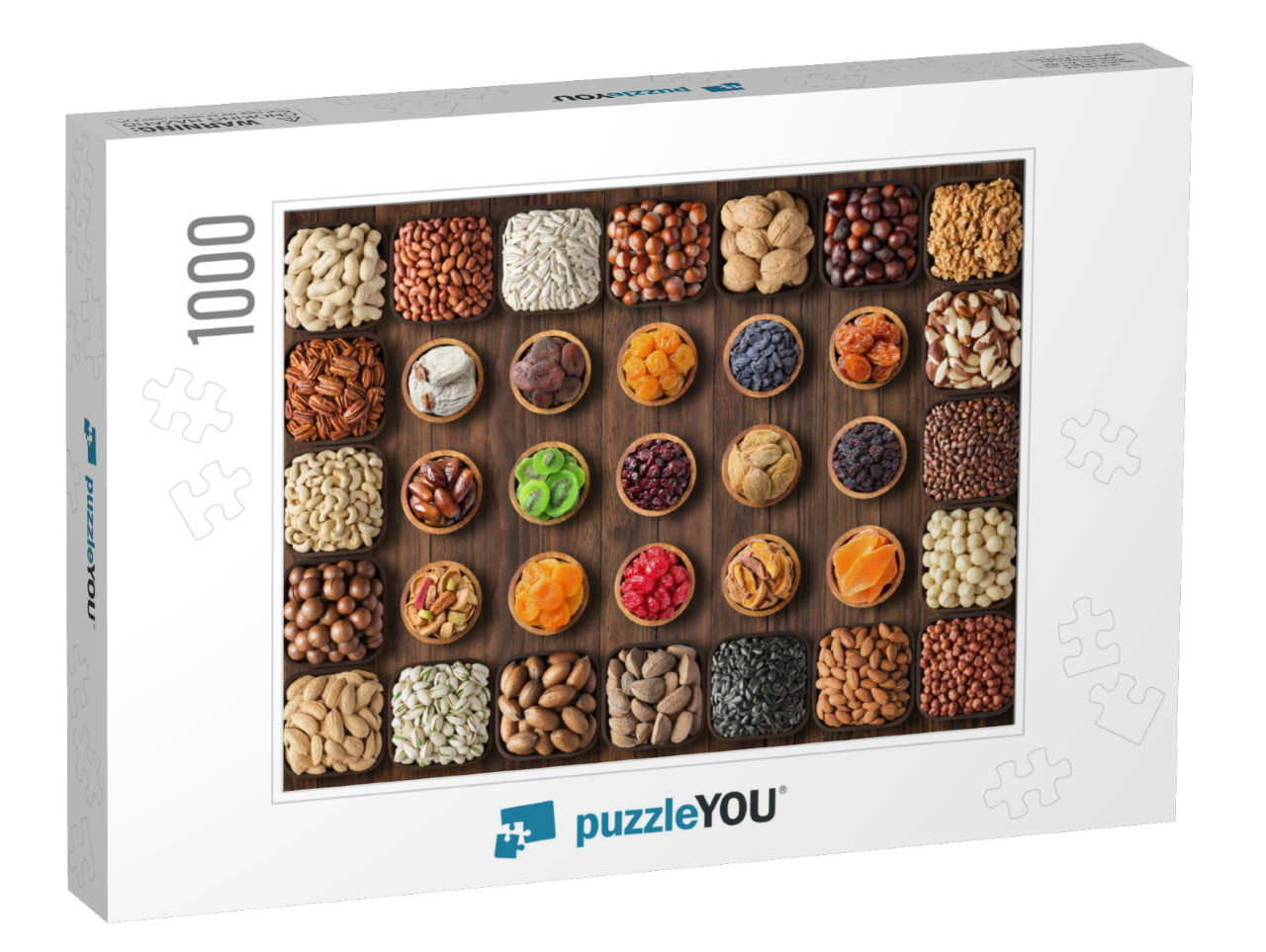 Mix Nuts & Dried Fruit on Table Background... Jigsaw Puzzle with 1000 pieces