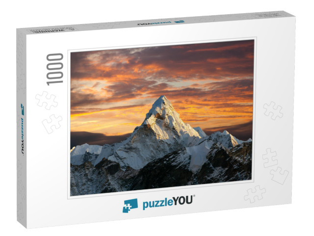 Evening Panoramic View of Mount Ama Dablam with Beautiful... Jigsaw Puzzle with 1000 pieces