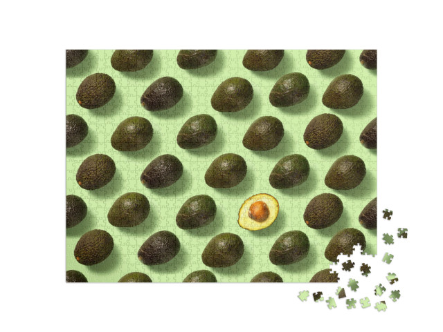 Avocado Hass. Laid Out in a Seamless Pattern. Top View. N... Jigsaw Puzzle with 1000 pieces