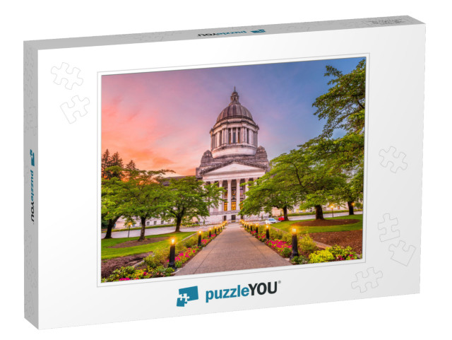 Olympia, Washington, USA State Capitol Building At Dusk... Jigsaw Puzzle