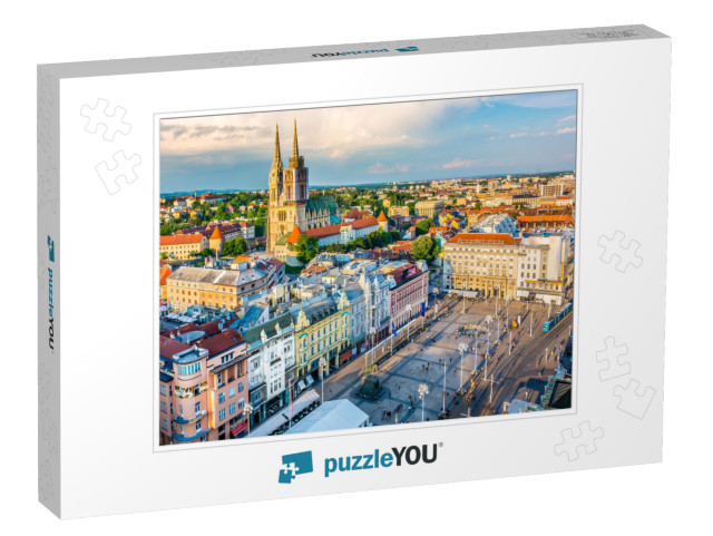 Aerial View At Capital Town of Croatia, Zagreb City Main... Jigsaw Puzzle