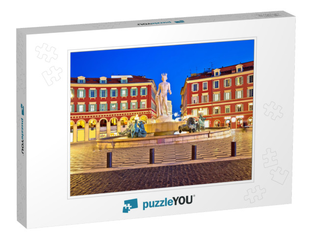 City of Nice Place Massena Square & Fountain Du Soleil Ev... Jigsaw Puzzle