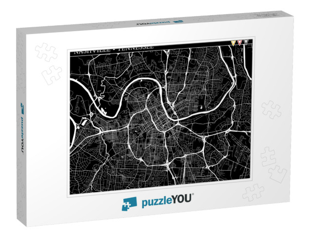 Simple Map of Nashville, Tennessee, Usa. Black & White Ve... Jigsaw Puzzle