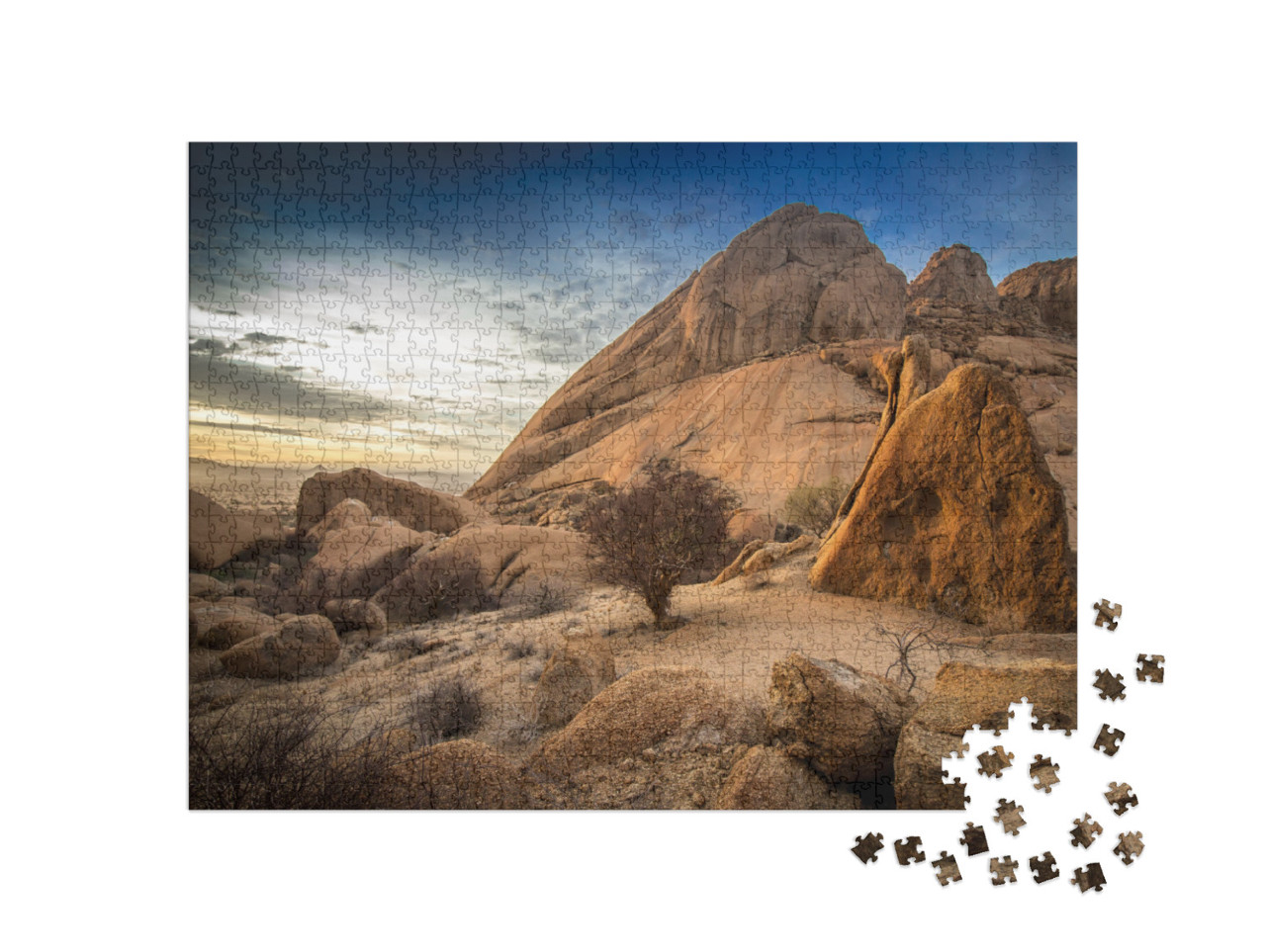 Sunset with Clouds Over Spitzkoppe, Namibia... Jigsaw Puzzle with 1000 pieces