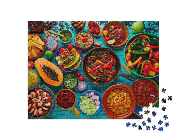 Mexican Food Mix Colorful Background Mexico... Jigsaw Puzzle with 1000 pieces